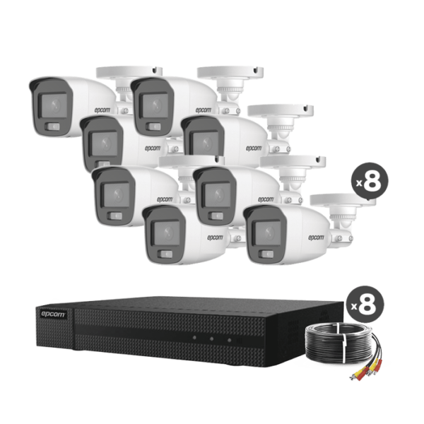 Kit 8 Cámaras Bala ColorVu 1080p con Micrófono + DVR 8CH TurboHD