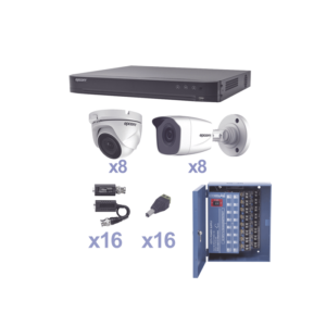Kit 16 Cámaras TurboHD 1080p (8 Bala + 8 Eyeball) + DVR 16CH + Fuente Pro